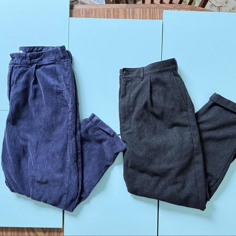 Alex Mill Mens Cropped Pants blue corduroy & grey wool 32"